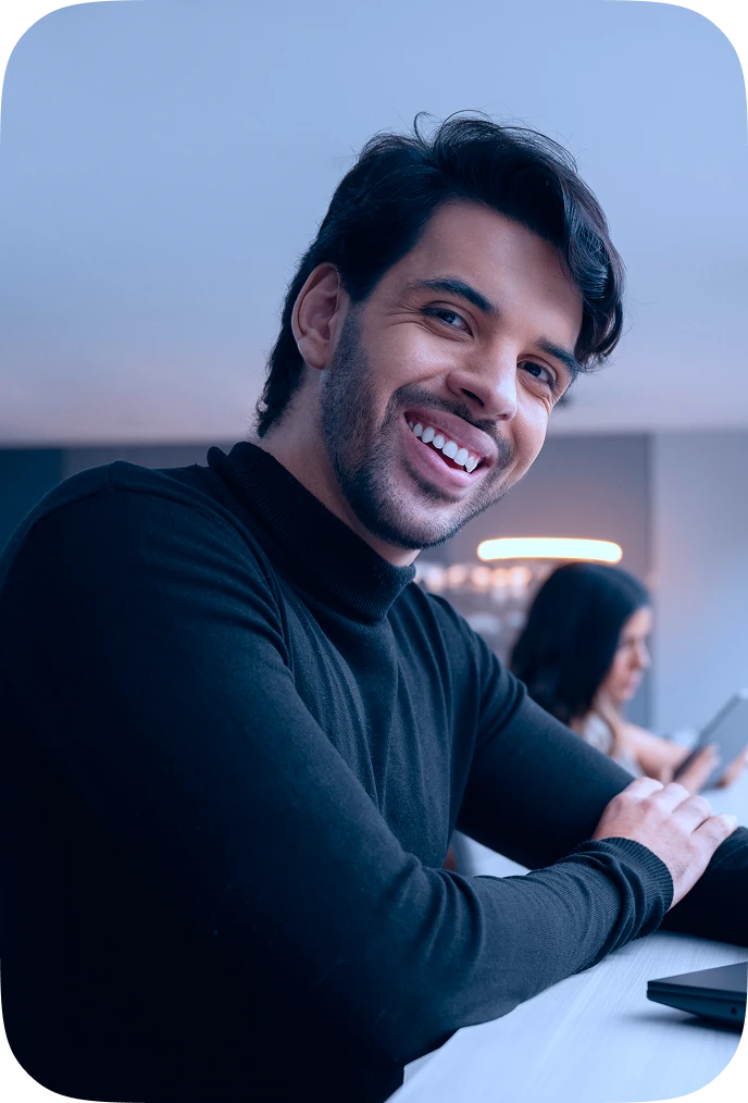 smiling team worker